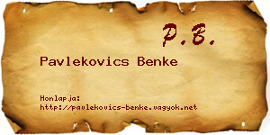 Pavlekovics Benke névjegykártya